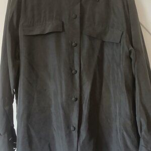 Apart Silk Gray Jeweled Collar Blouse Size 8